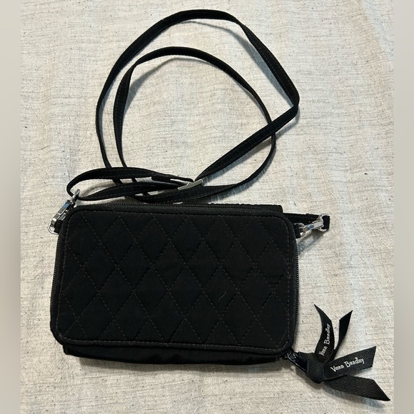 Vera Bradley Black Quilted Crossbody Purse Bag - Picture 4 of 4